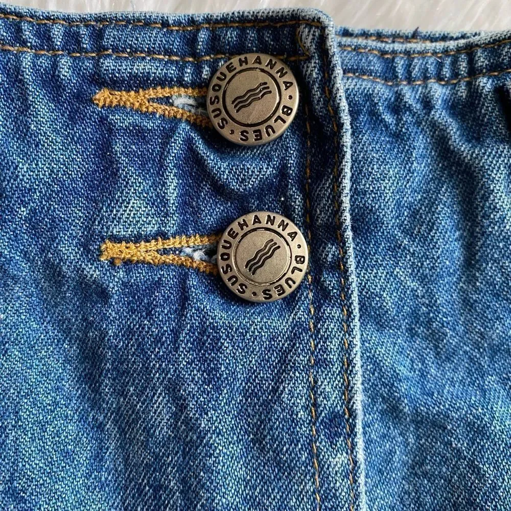 Susquehanna Blues Button Front Jean Skirt Vintage‎ Womens Size Medium